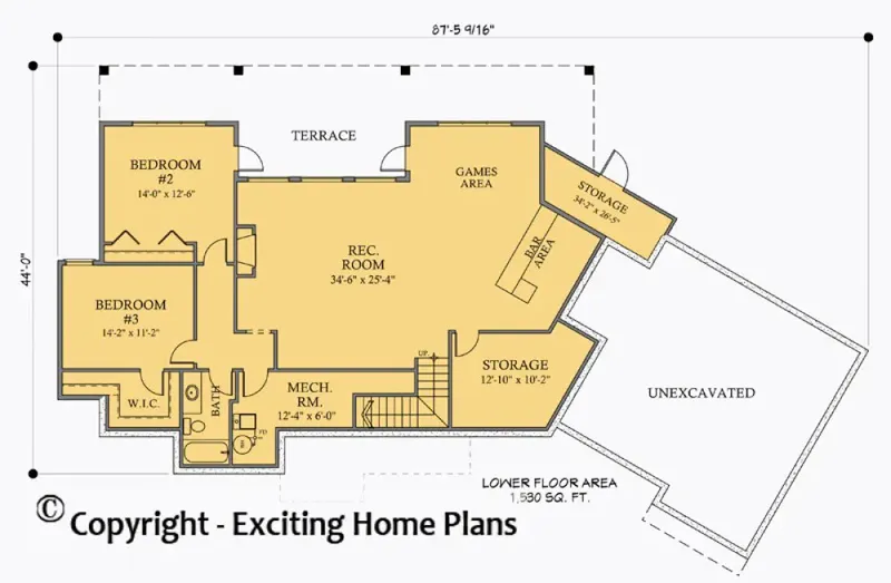 Basement 6 – 1-Story House Plan 1745 ft², 3 Beds — 22746R