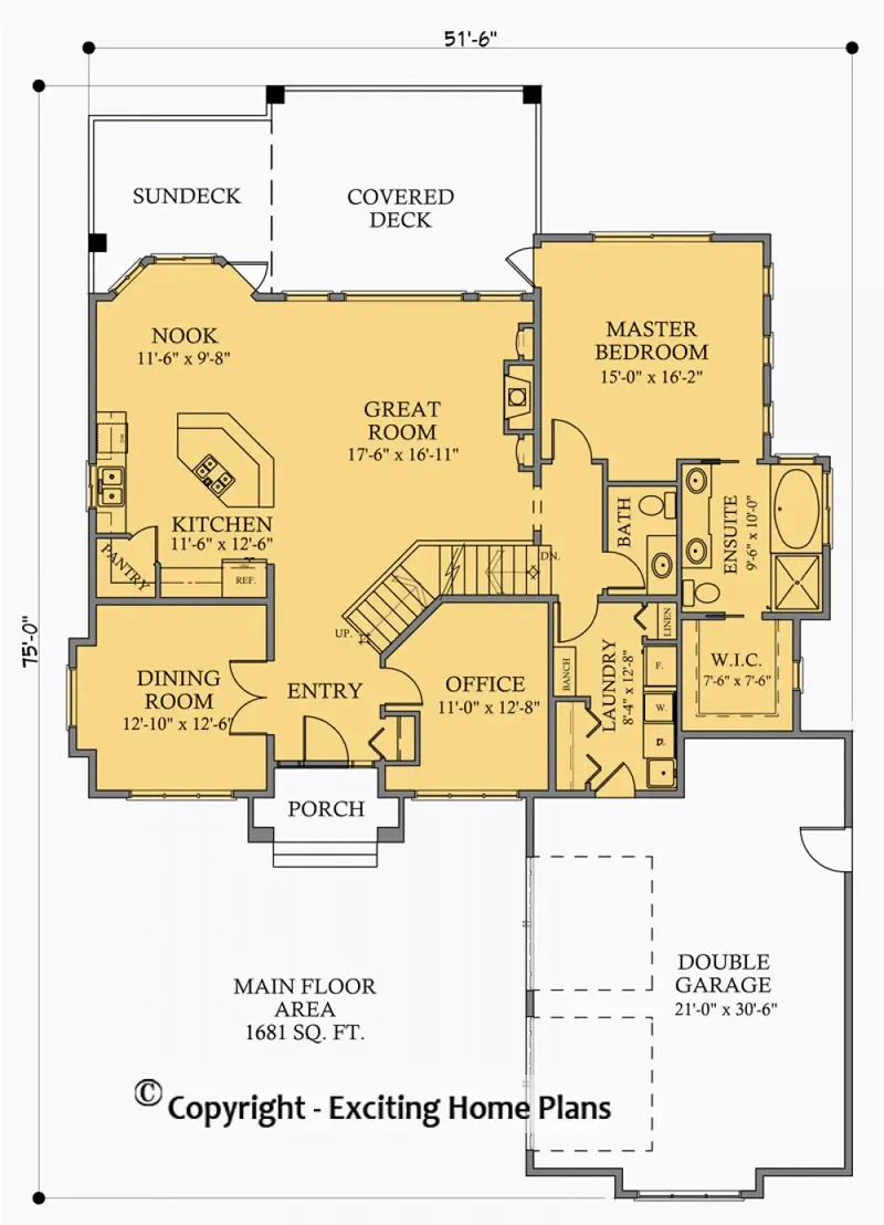 Main Floor 7 – 1.5-Story House Plan 2189 ft², 4 Beds — 64534R