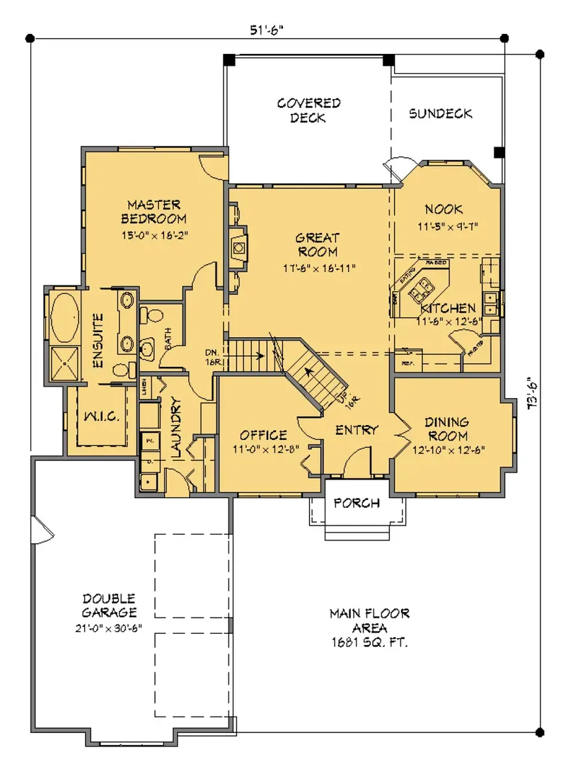 Main Floor 8 – 1.5-Story House Plan 2189 ft², 4 Beds — 27196R