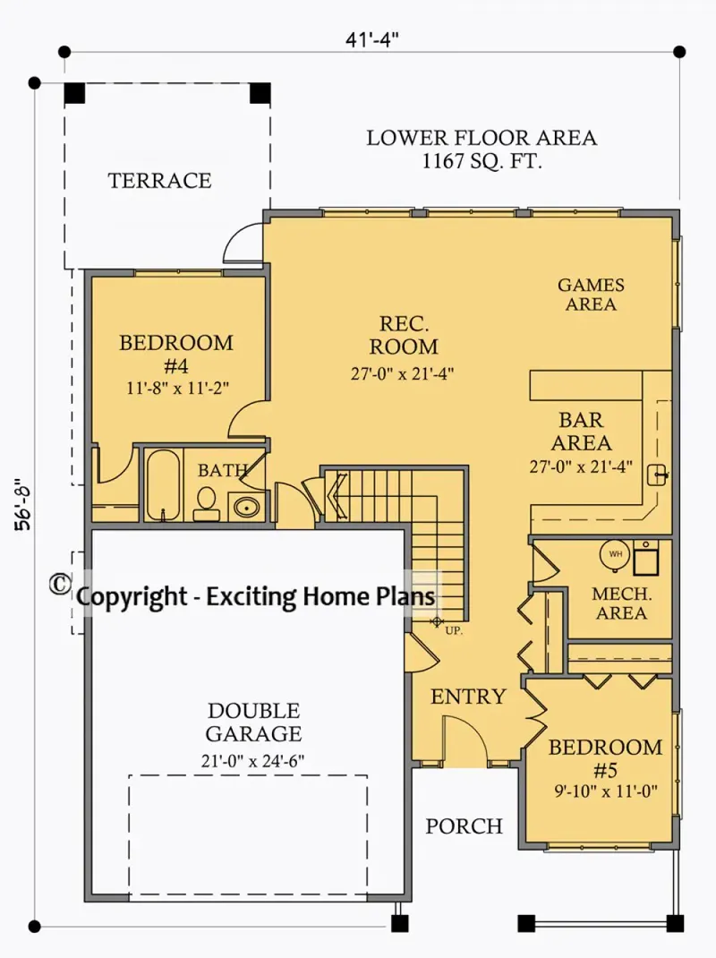 Main Floor 6 – 2-Story House Plan 2797 ft², 5 Beds — 61954R