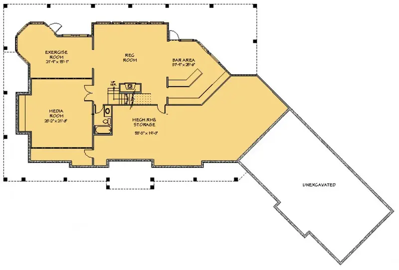 Basement 8 – 1.5-Story House Plan 5457 ft², 4 Beds — 53476R