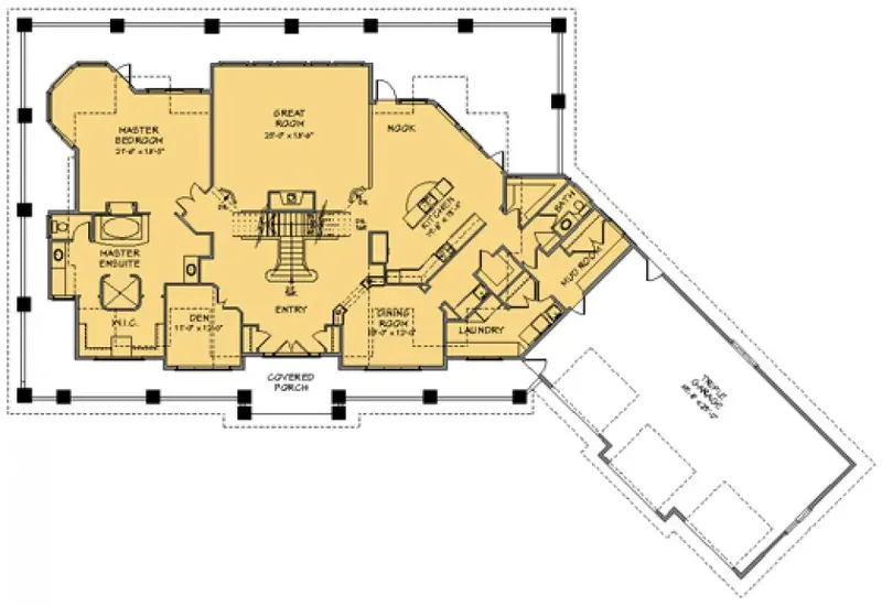 Main Floor 6 – 1.5-Story House Plan 5457 ft², 4 Beds — 53476R