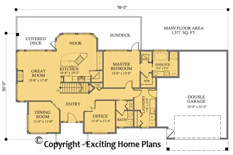 Main Floor 7 – 1-Story House Plan 1577 ft², 3 Beds — 32999R