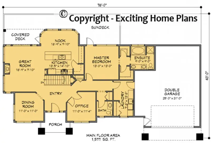 Main Floor 6 – 1-Story House Plan 1577 ft², 3 Beds — 89324R