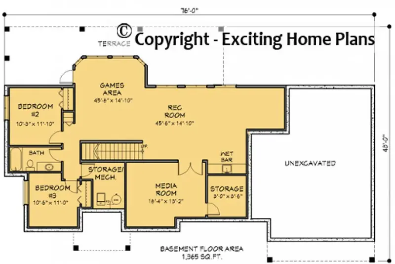 Basement 7 – 1-Story House Plan 1577 ft², 3 Beds — 89324R