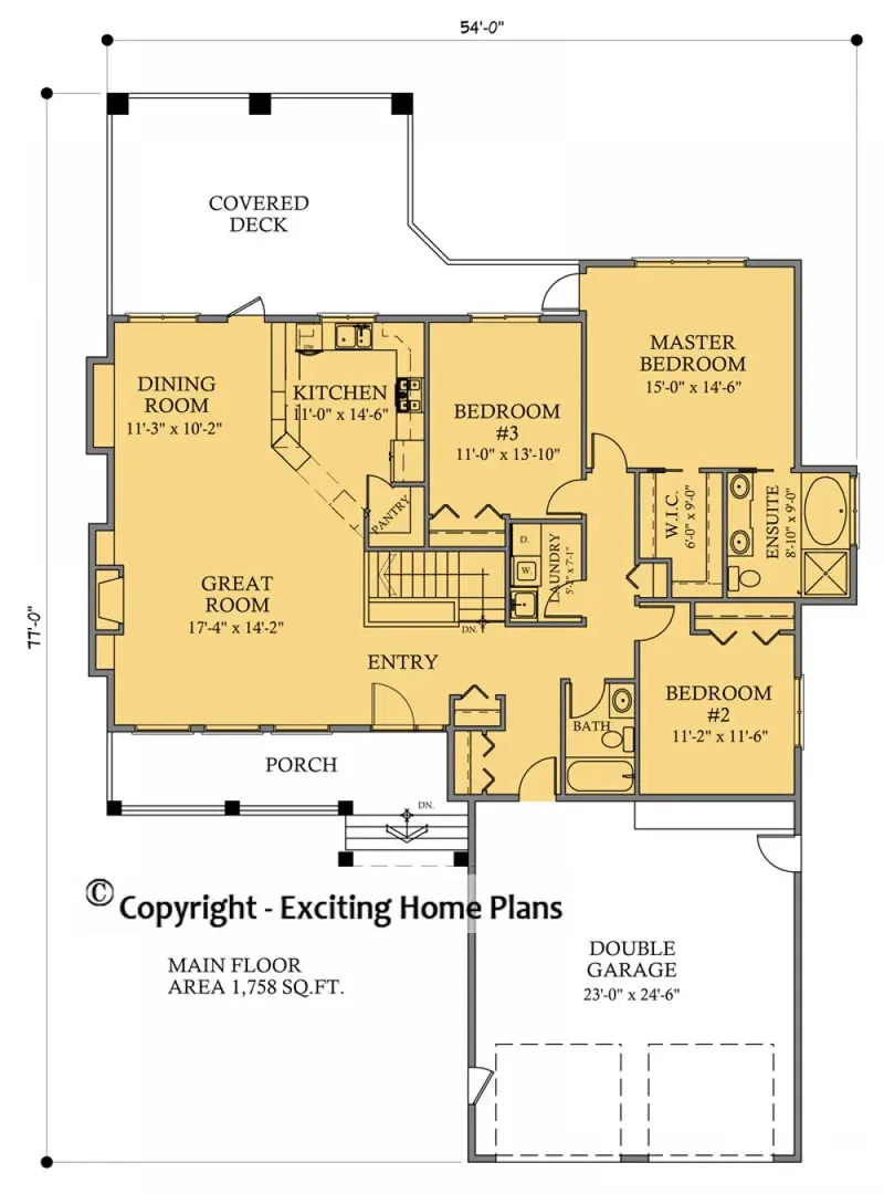 Main Floor 6 – 1-Story House Plan 1758 ft², 5 Beds — 49339R