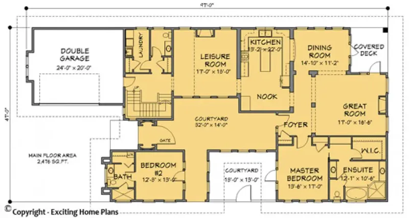 Main Floor 5 – 1.5-Story House Plan 2832 ft², 2 Beds — 18824R