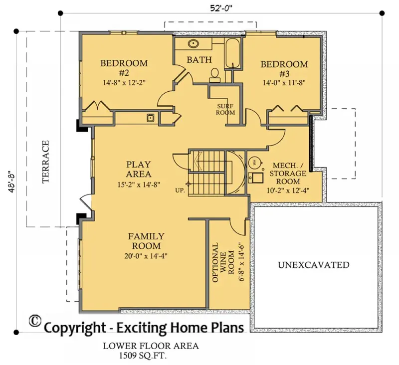 Basement 6 – 1-Story House Plan 1634 ft², 3 Beds — 97172R