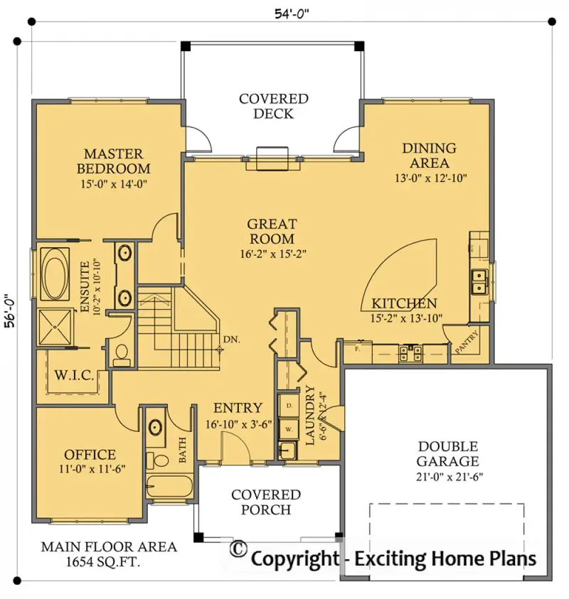 Main Floor 7 – 1-Story House Plan 1654 ft², 3 Beds — 41307R