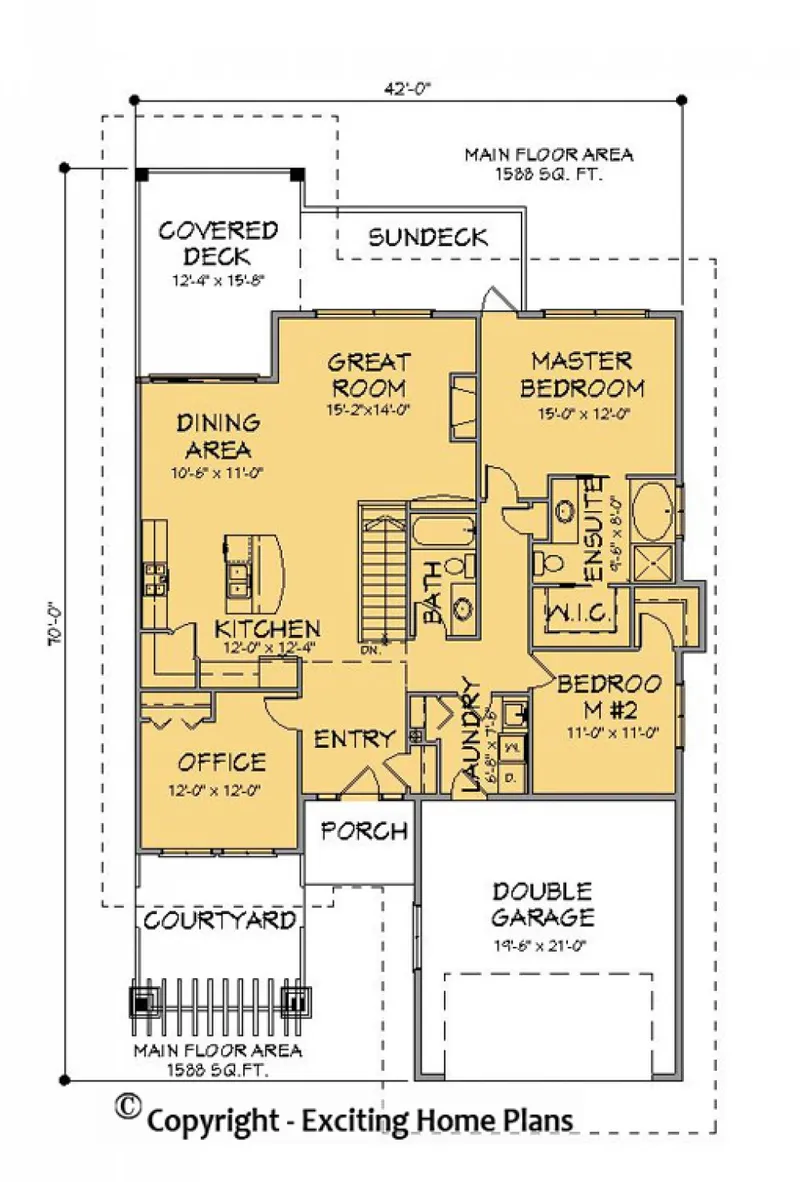 Main Floor 6 – 1-Story House Plan 1588 ft², 4 Beds — 97585R