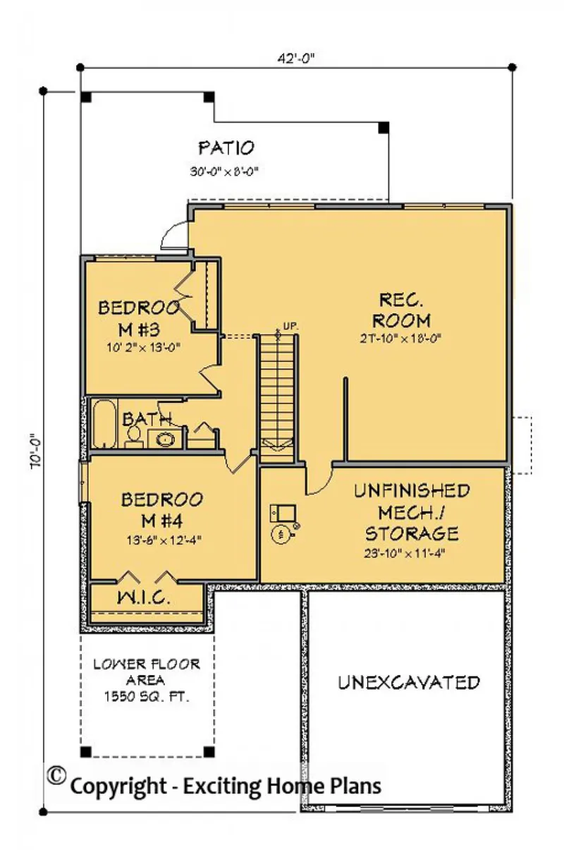 Basement 7 – 1-Story House Plan 1588 ft², 4 Beds — 97585R