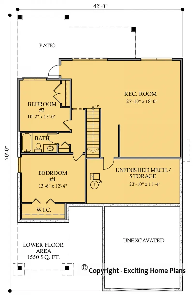 Basement 7 – 1-Story House Plan 1588 ft², 4 Beds — 86007R