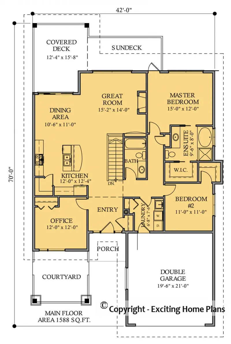 Main Floor 6 – 1-Story House Plan 1588 ft², 4 Beds — 86007R