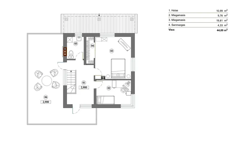 Second Floor 6 – 2-Story House Plan 1046 ft², 2 Beds — 82072R