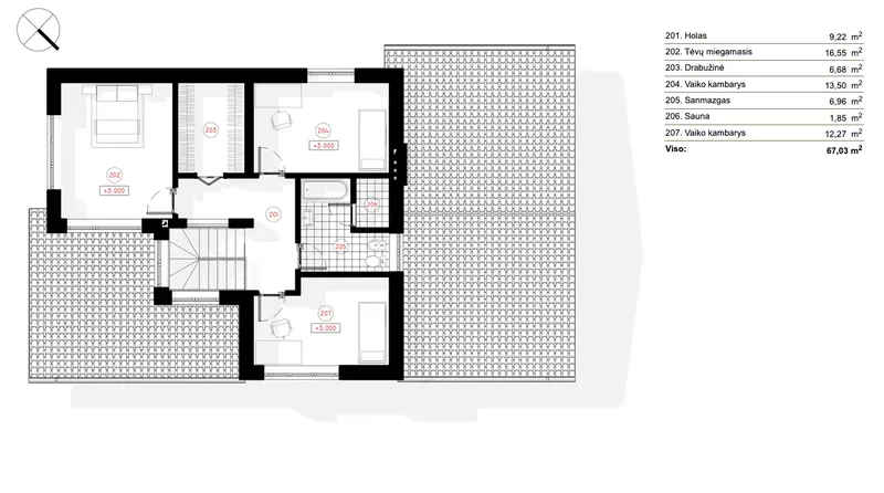 Second Floor 8 – 2-Story House Plan 1780 ft², 3 Beds — 90888R