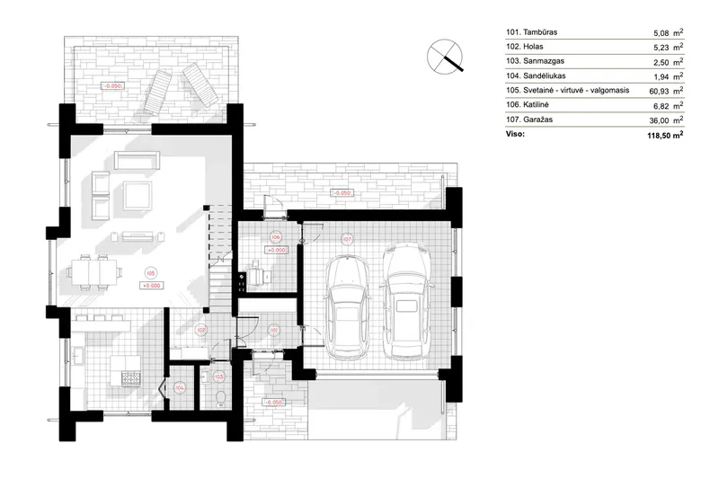 Main Floor 6 – 1.5-Story House Plan 1586 ft², 2 Beds — 83682R
