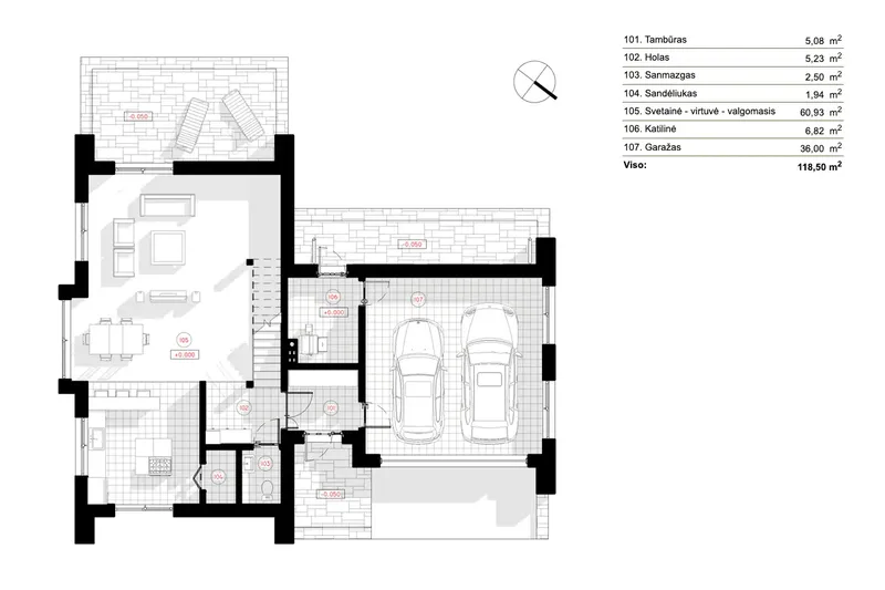 Main Floor 8 – 2-Story House Plan 1586 ft², 2 Beds — 81659R