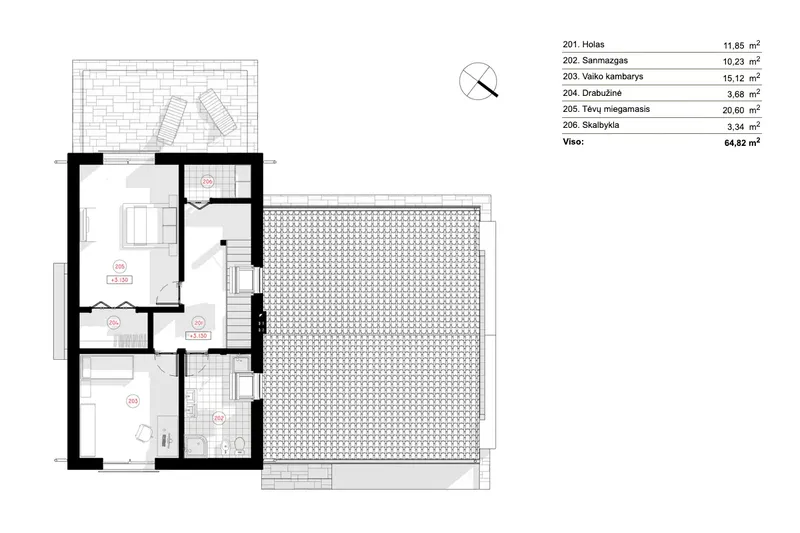 Second Floor 9 – 2-Story House Plan 1586 ft², 2 Beds — 78770R