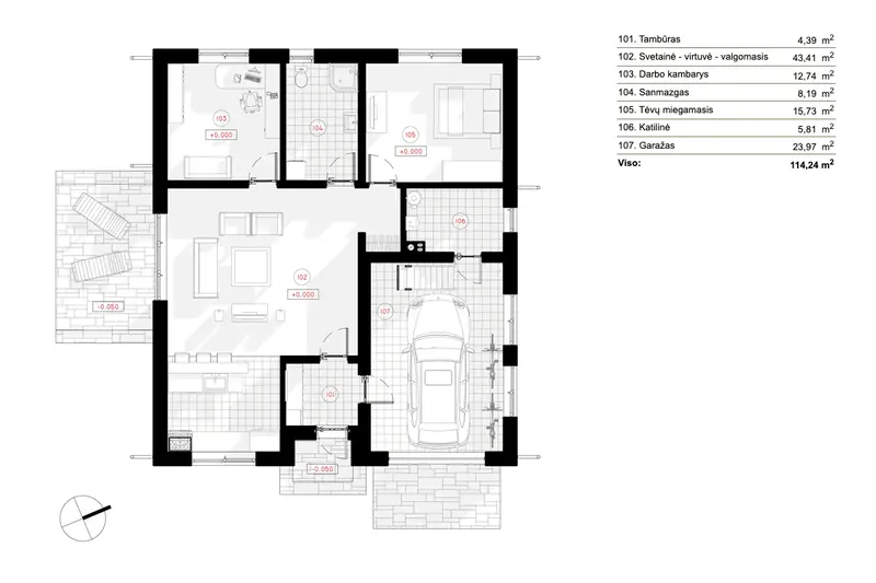 Main Floor 7 – 1-Story House Plan 972 ft², 2 Beds — 16746R