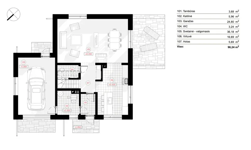 Main Floor 9 – 2-Story House Plan 1512 ft², 3 Beds — 67169R