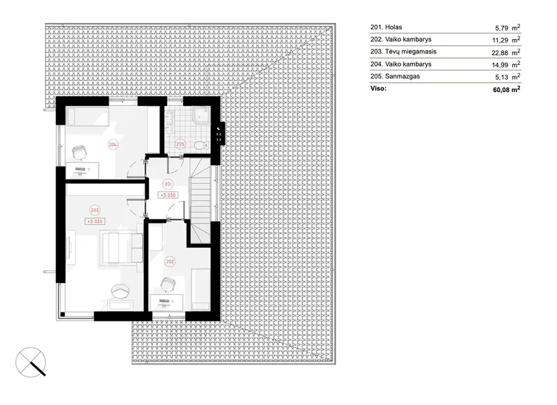 Second Floor 10 – 2-Story House Plan 1479 ft², 3 Beds — 80264R