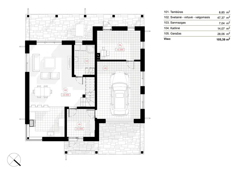 Main Floor 9 – 2-Story House Plan 1479 ft², 3 Beds — 80264R