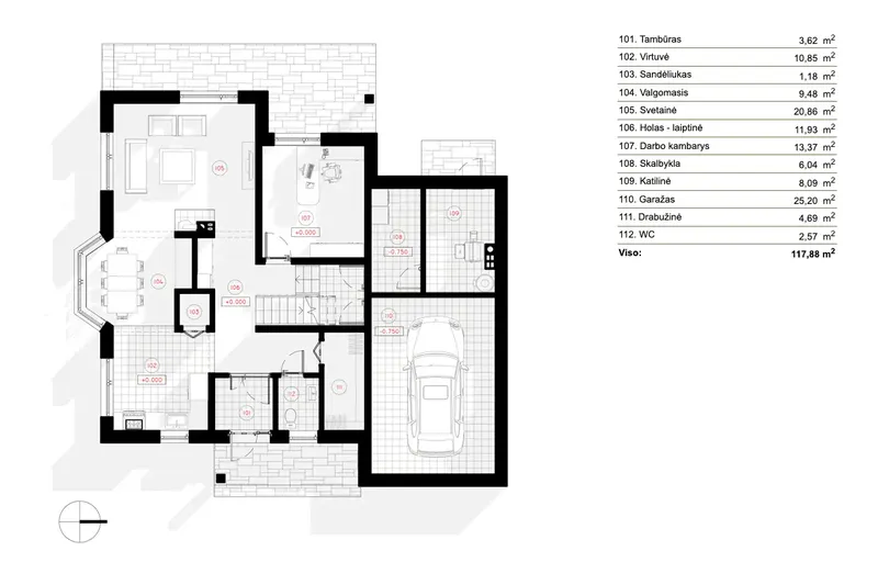 Main Floor 9 – 1.5-Story House Plan 2197 ft², 4 Beds — 24071R