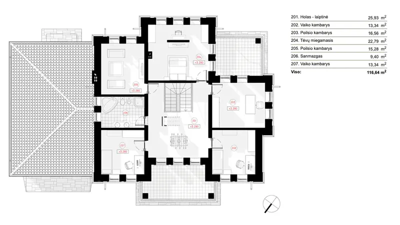 Second Floor 10 – 2-Story House Plan 2952 ft², 4 Beds — 17897R