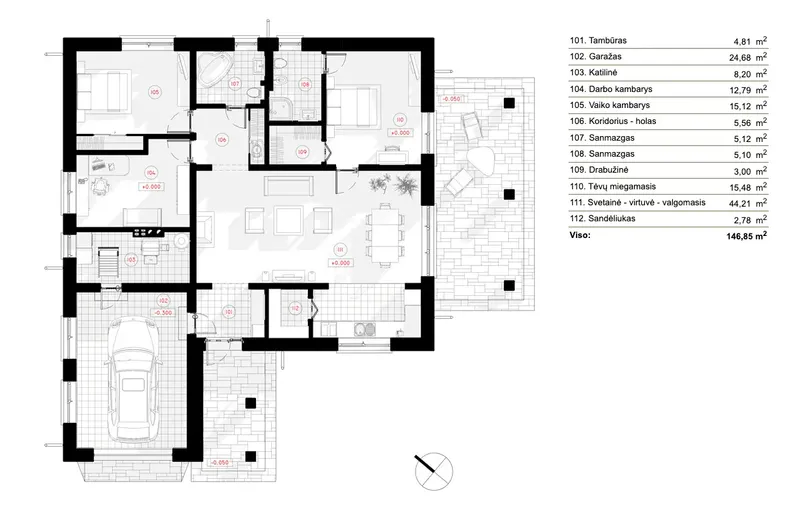 Main Floor 6 – 1-Story House Plan 1315 ft², 3 Beds — 75569R
