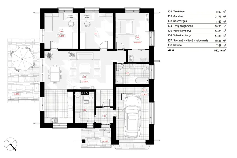 Main Floor 6 – 1-Story House Plan 1275 ft², 3 Beds — 57792R