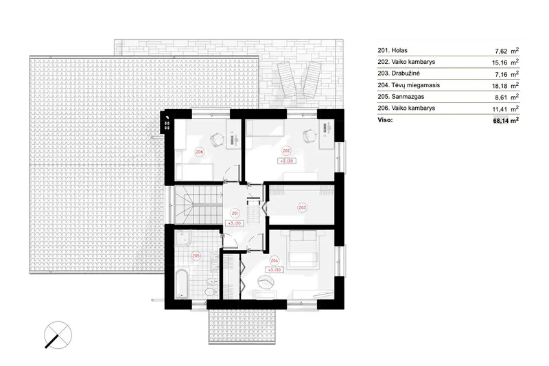 Second Floor 7 – 2-Story House Plan 1660 ft², 3 Beds — 82008R