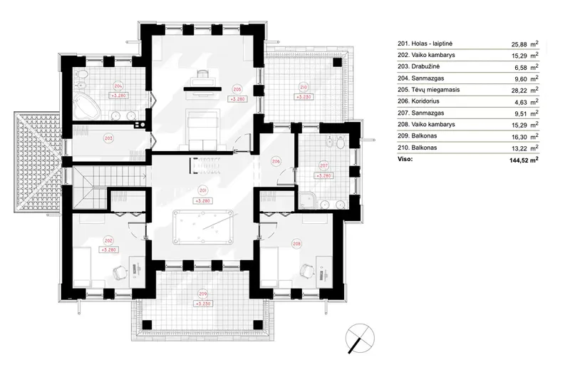 Second Floor 7 – 2-Story House Plan 2505 ft², 3 Beds — 84432R