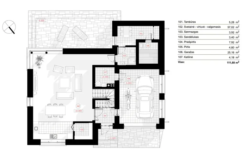 Main Floor 6 – 2-Story House Plan 1693 ft², 3 Beds — 92111R