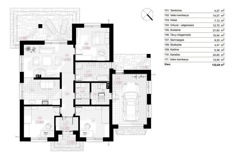 Main Floor 5 – 1-Story House Plan 1163 ft², 3 Beds — 15490R