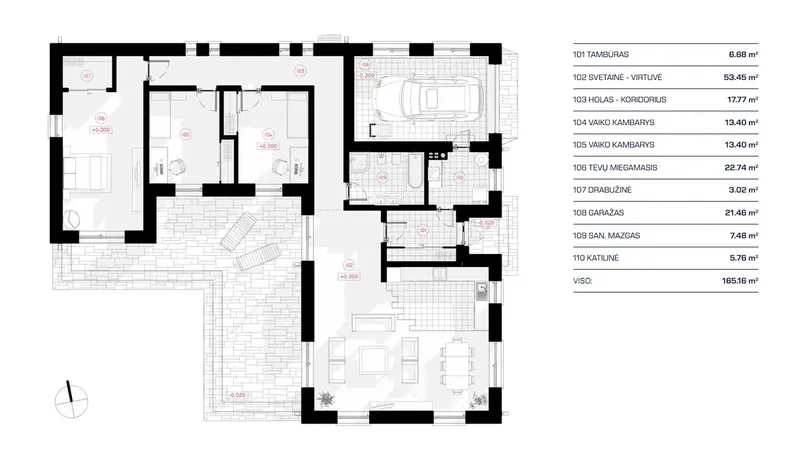Main Floor 1 – 1-Story House Plan 1547 ft², 3 Beds — 89602R