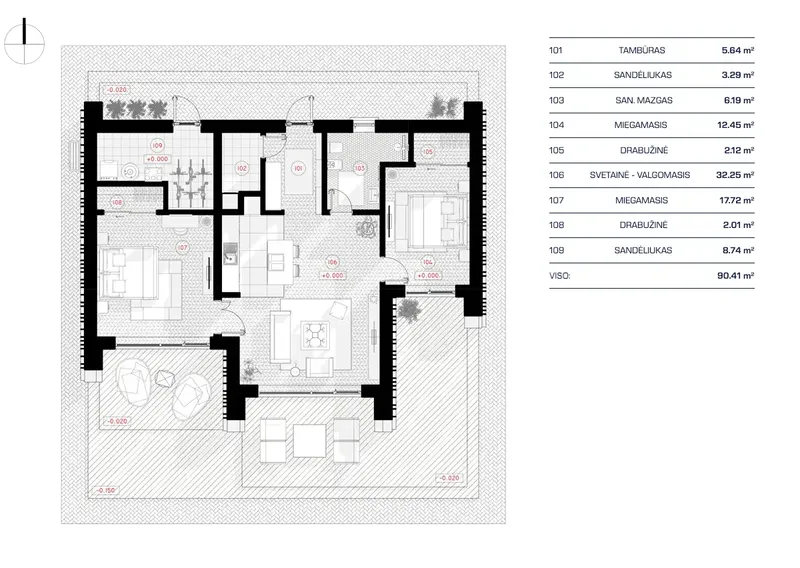 Main Floor 1 – 1-Story House Plan 973 ft², 2 Beds — 17407RB