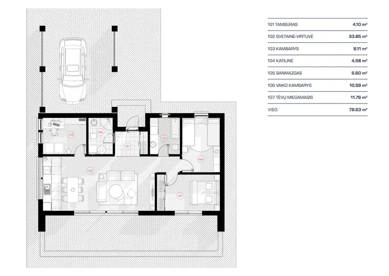 Main Floor 11 – 1-Story House Plan 846 ft², 2 Beds — 97188RB