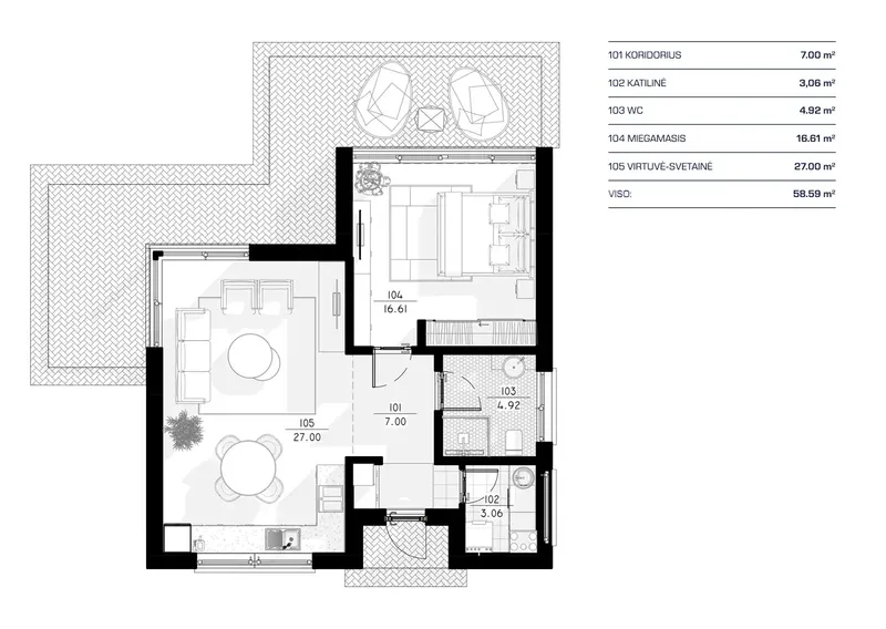 Main Floor 11 – 1-Story House Plan 631 ft², 1 Beds — 79714RB