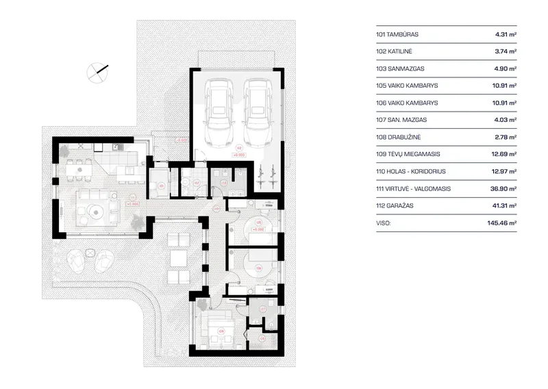 Main Floor 11 – 1-Story House Plan 1121 ft², 3 Beds — 99829RB