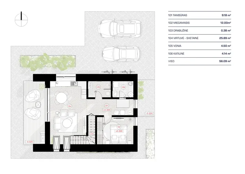 Main Floor 14 – 1.5-Story House Plan 816 ft², 2 Beds — 76484RB