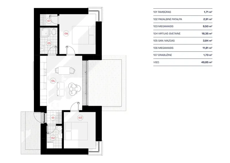 Main Floor 16 – 1-Story House Plan 537 ft², 2 Beds — 18784RB