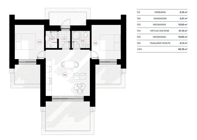 Main Floor 15 – 1-Story House Plan 536 ft², 2 Beds — 95687RB