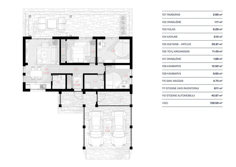 Main Floor 17 – 1-Story House Plan 857 ft², 3 Beds — 74935RB