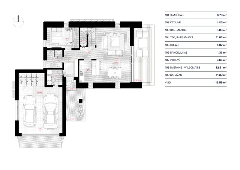 Main Floor 11 – 1.5-Story House Plan 1202 ft², 3 Beds — 26566RB