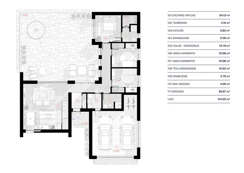 Main Floor 16 – 1.5-Story House Plan 1243 ft², 3 Beds — 41342RB