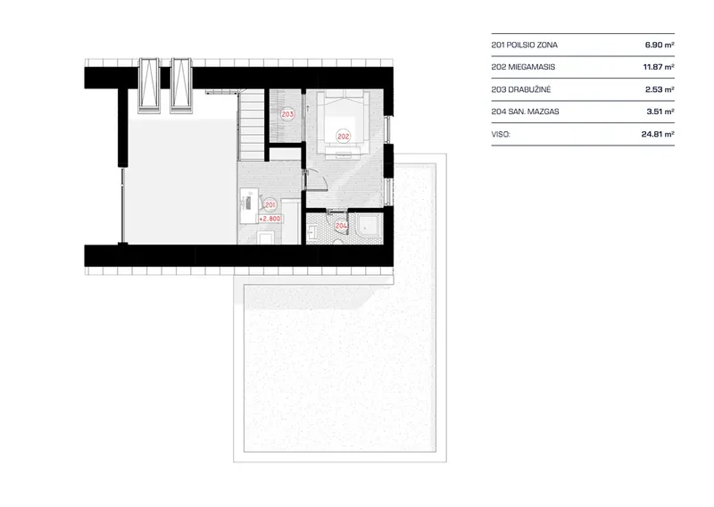 Second Floor 17 – 1.5-Story House Plan 858 ft², 2 Beds — 21601RB