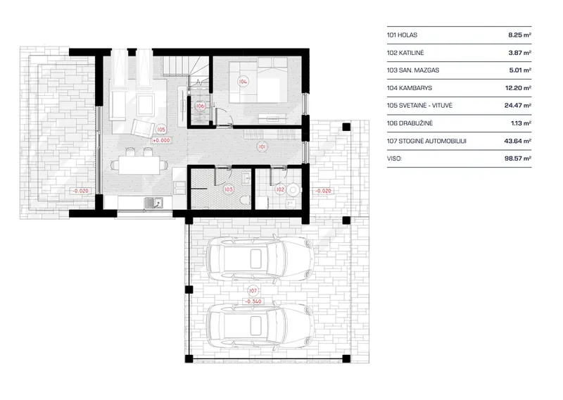 Main Floor 16 – 1.5-Story House Plan 858 ft², 2 Beds — 21601RB
