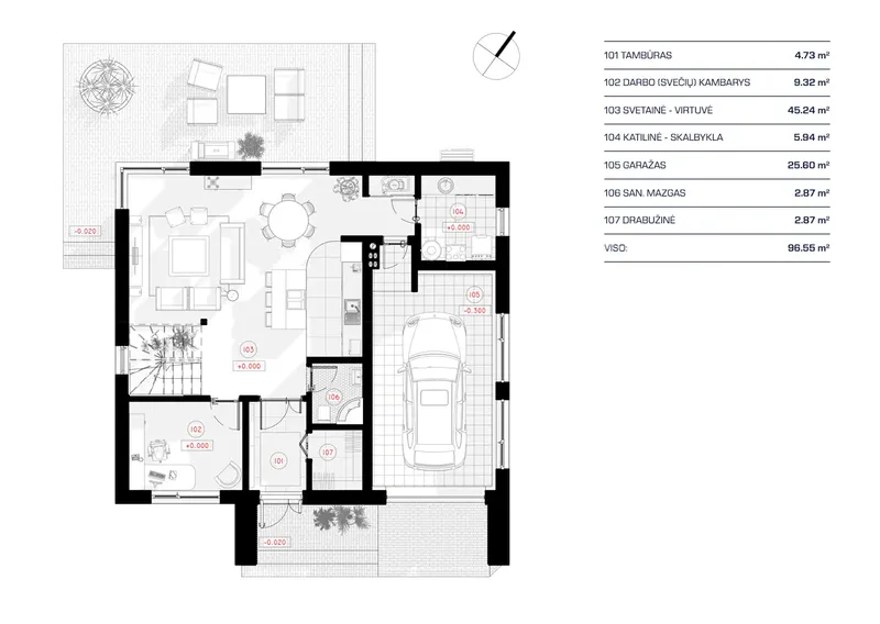 Main Floor 11 – 2-Story House Plan 1370 ft², 3 Beds — 39408RB