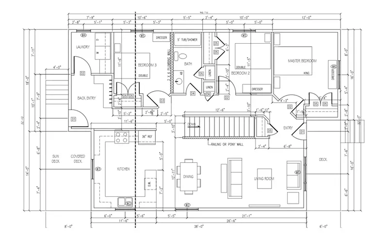 Main Floor 10 – 1-Story House Plan 1384 ft², 3 Beds — 15984UC