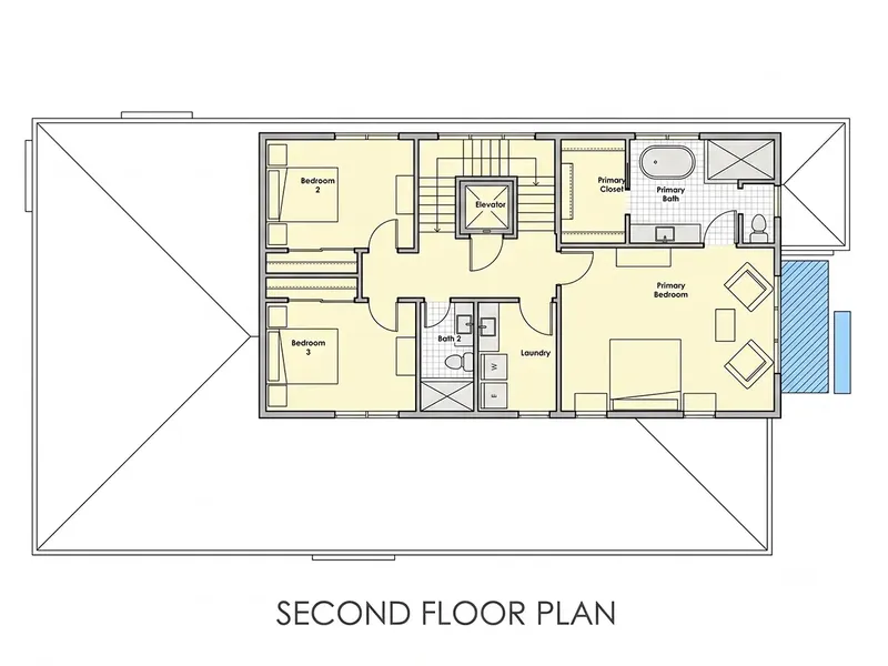 Second Floor 11 – 2-Story House Plan 3214 ft², 4 Beds — 77169R